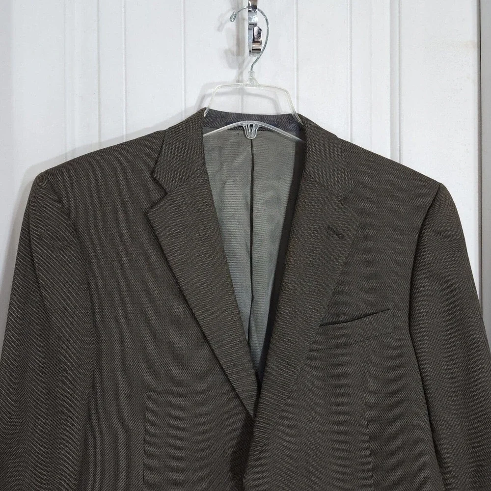 Burberry Mens Blazer Brown Wool Academia Suit Jacket USA Academia Vintage Sz 44L